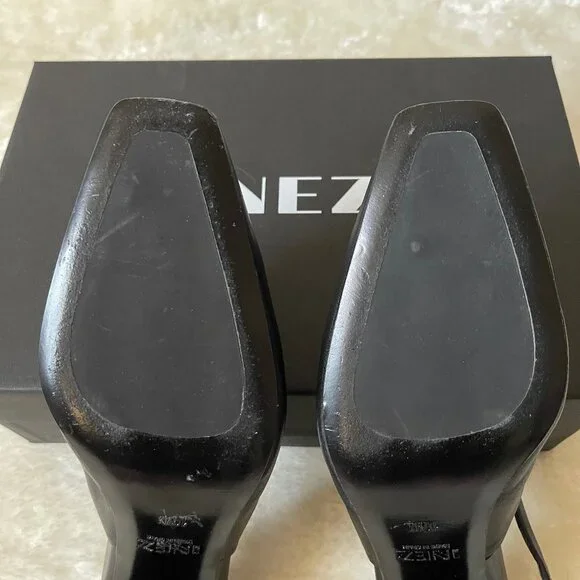 Inez Coco slingback square toe block heel pump in Black Nappa size 10.5 - Picture 8 of 13